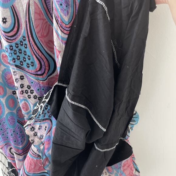 Y2K Psychedelic Boho Dress Handkerchief Hem Abstract Print Fairycore Festival M - Picture 4 of 6